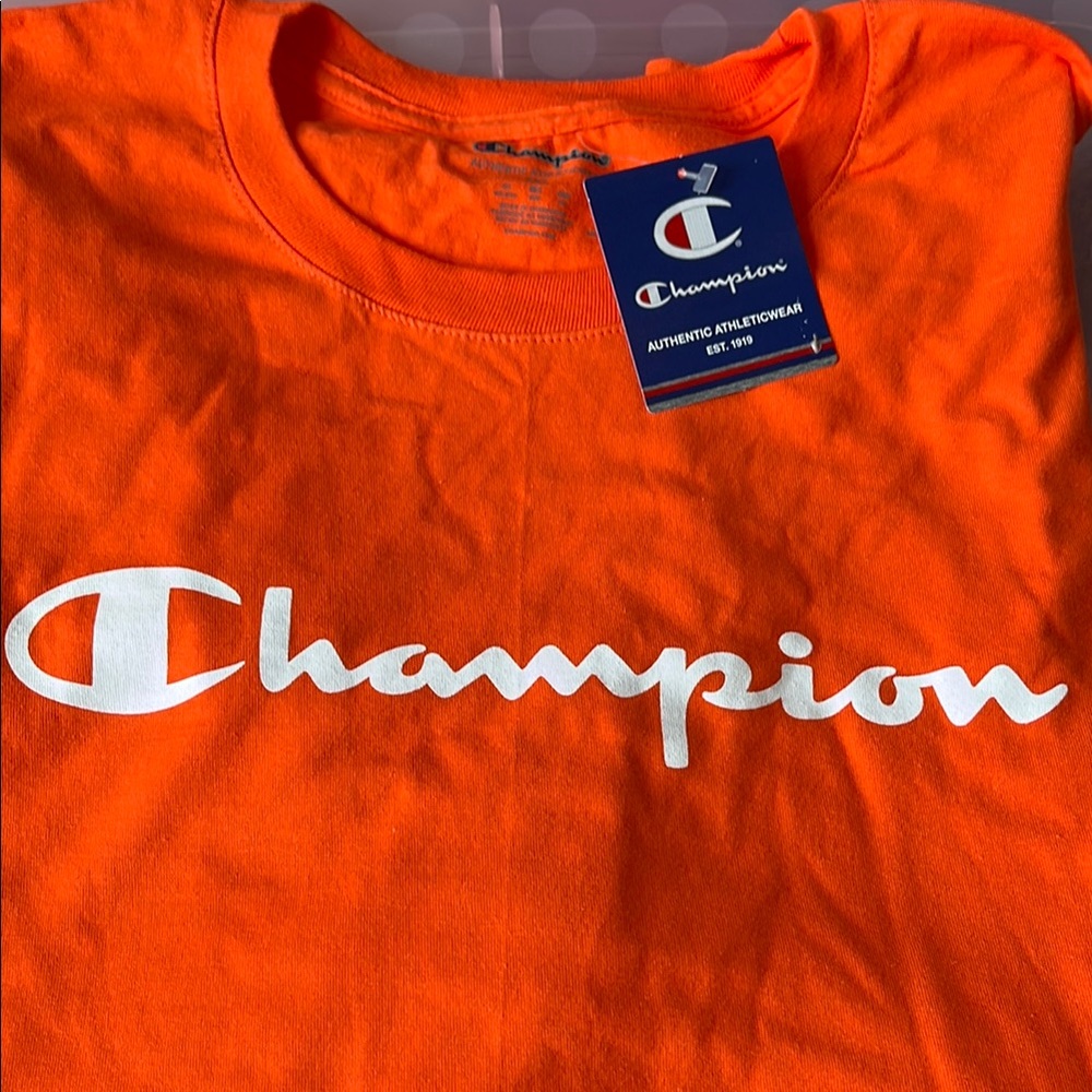 NWT Champion Orange and White Short Sleeve Tee